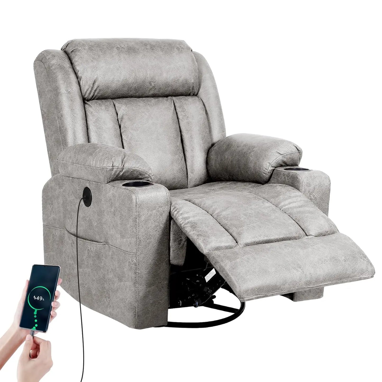 Rocking Recliner Chair With Massage And Heat 360 Swivel