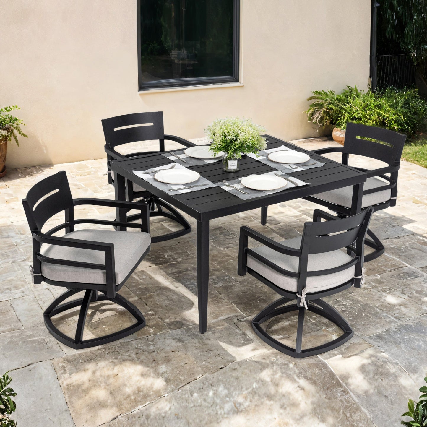 5-Piece Outdoor Patio Aluminum Dining Set