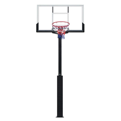 Outdoor Buried Hand-operated Height Adjustable Basketball Stand for Backyard Play