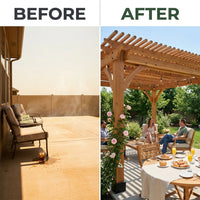 10 Ft. X 10 Ft. Traditional All Cedar Wood Outdoor Patio Pergola Shade Structure — Before & After