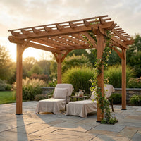 10 Ft. X 10 Ft. Traditional All Cedar Wood Outdoor Patio Pergola Shade Structure — Studio Shot