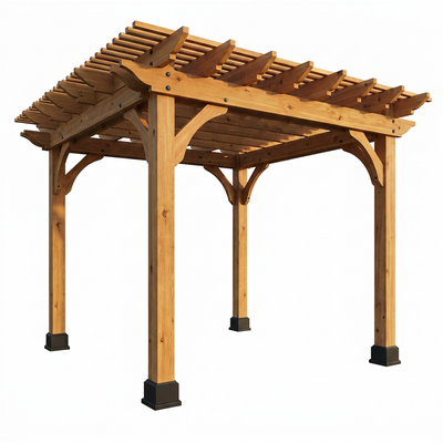 Cedar Pergola Shade Structure Built for Outdoor Patios, 10x10 Traditional Design, All Cedar Wood Construction