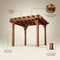 10 Ft. X 10 Ft. Traditional All Cedar Wood Outdoor Patio Pergola Shade Structure — infographic