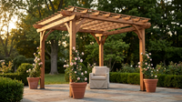 10 Ft. X 10 Ft. Traditional All Cedar Wood Outdoor Patio Pergola Shade Structure — Lifestyle