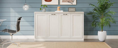 Twin Size Horizontal Murphy Bed in Rustic White