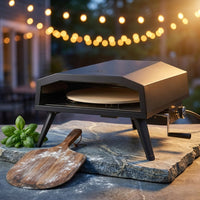 16 In. Propane Pizza Oven, Outdoor Pizza Oven in Black, with Rotating Pizza Stone — Studio Shot
