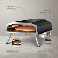 16 In. Propane Pizza Oven, Outdoor Pizza Oven in Black, with Rotating Pizza Stone — infographic