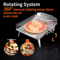 Propane Pizza Oven Built for Outdoor Cooking, 16 Inch Stone, Rotating Base, 19,100 BTU Burner