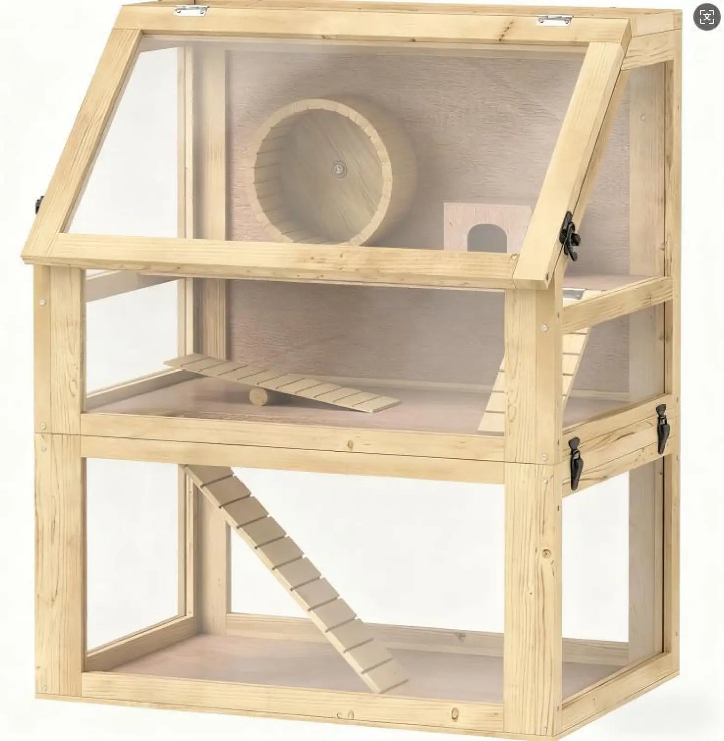 3 Tier Wooden Hamster Cage with Digging Base