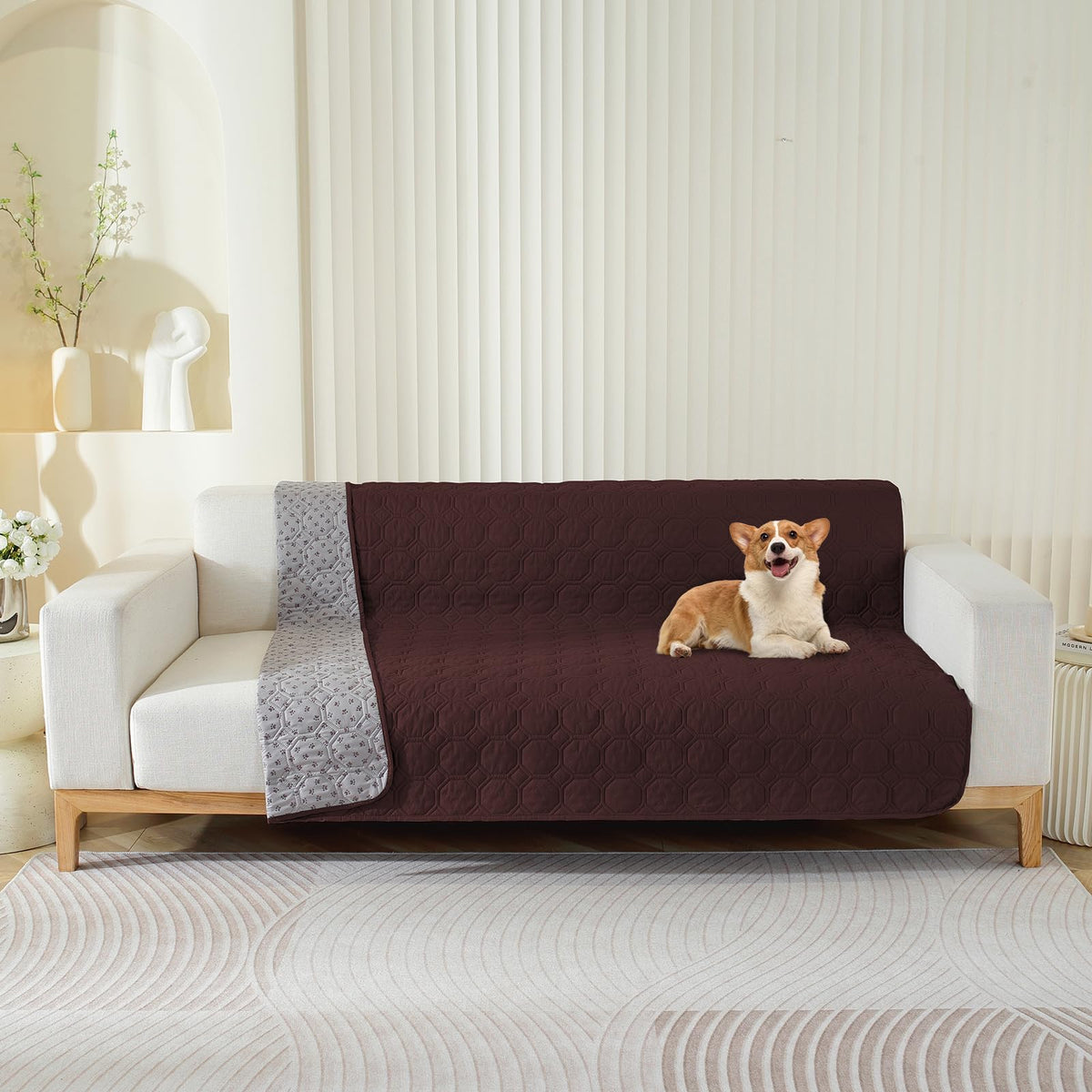 SYSLOON Waterproof Dog Bed Cover Non-Slip Dog Blanket for Couch Couch Cover for Dog Washable Pet Blanket for Furniture Pet Bed Mat for SofaCar82"x82"Burgundy