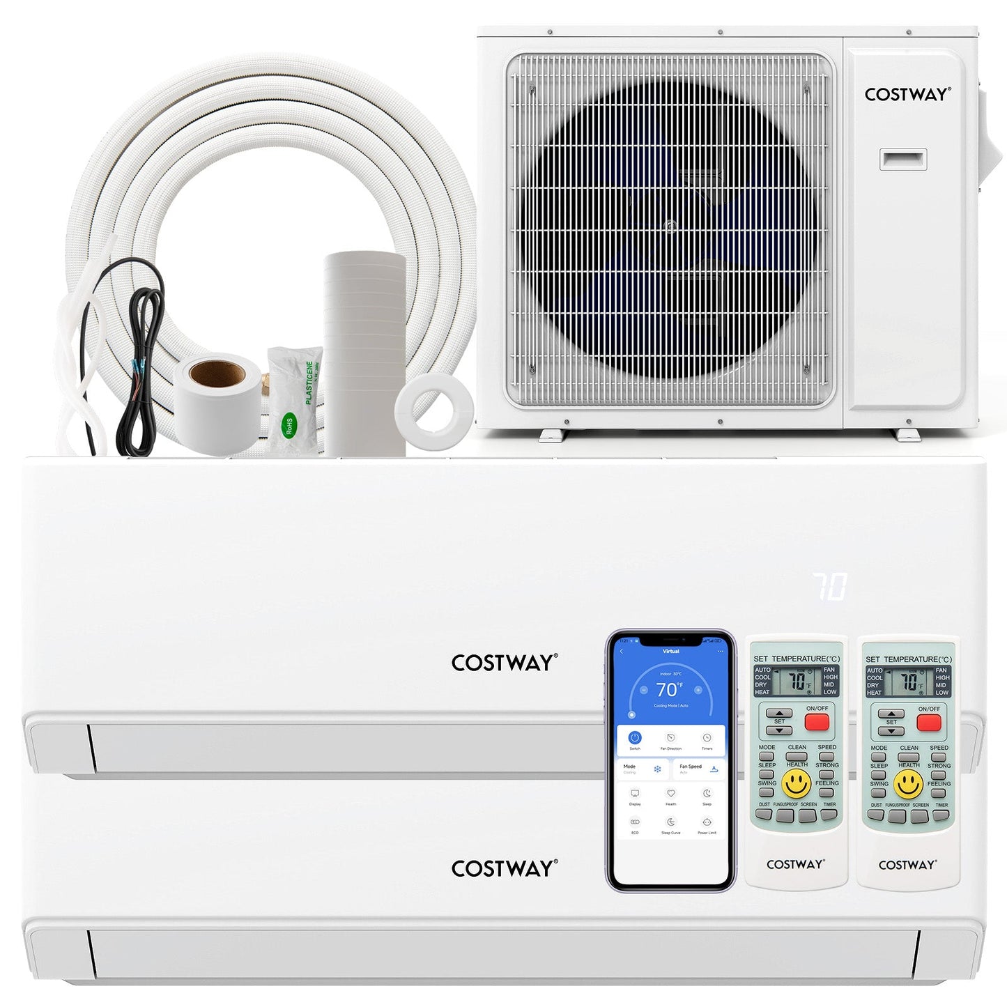 36000 BTU 2 Zone 23 SEER2 Mini Split Air Conditioner Wifi Enabled with Heat Pump