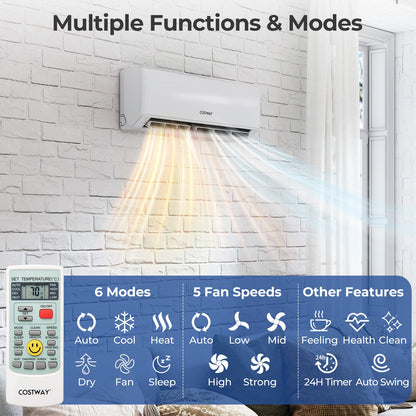 36000 BTU 2 Zone 23 SEER2 Mini Split Air Conditioner Wifi Enabled with Heat Pump