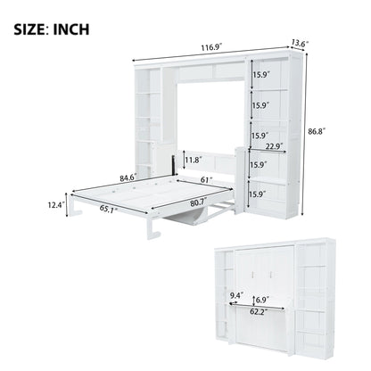 Queen Size Murphy Bed With Desk And Bookshelf