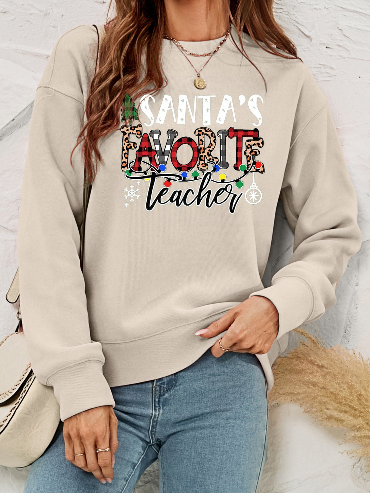 Women's Fleece Printed Pullover Christmas Sweater