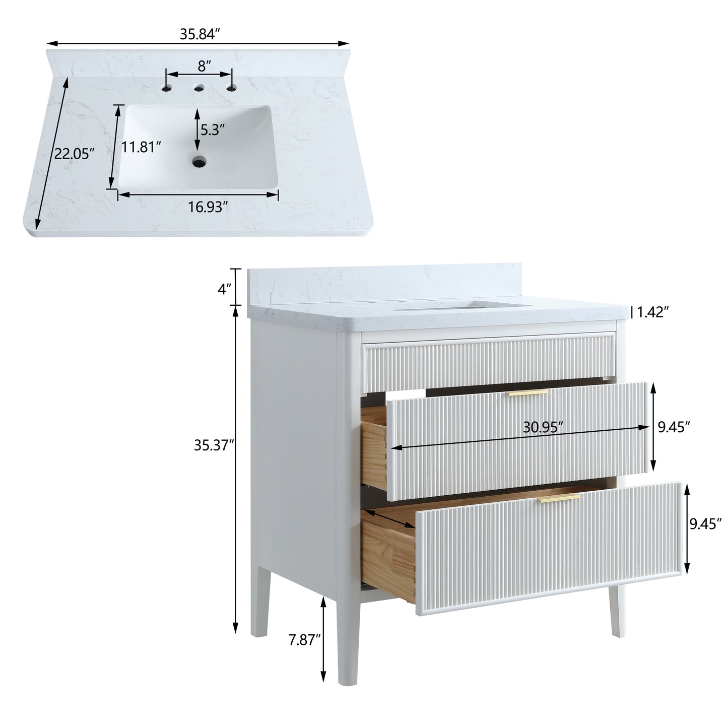 Fully Assembled 36-Inch Bathroom Vanity
