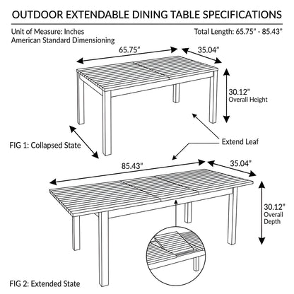 7 Pieces Acacia Wood Outdoor Dining Set with Cushions
