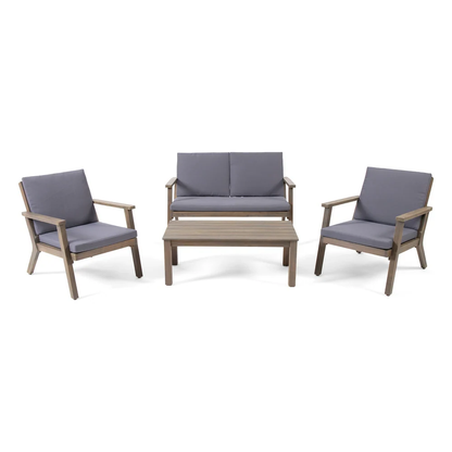 Temecula Outdoor Acacia Wood 4-Seater Chat Set