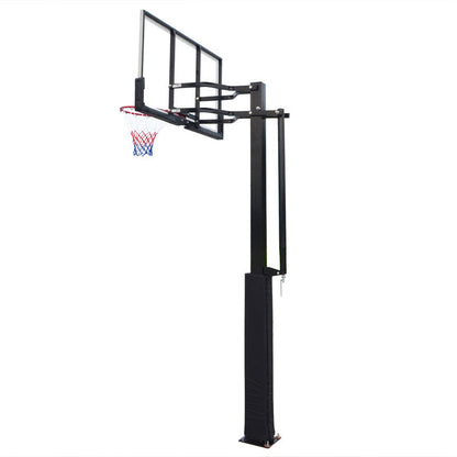 Outdoor Buried Hand-operated Height Adjustable Basketball Stand for Backyard Play