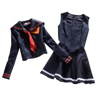 Ryuko Matoi School Uniform Cosplay Costume T-Shirt Skirt