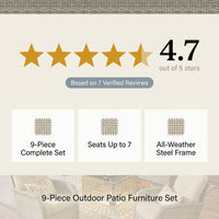 9 Pieces Patio Furniture Set outside Furniture Wicker Patio Conversation Set with Swivel Chairs, Outdoor Furniture for Garden, Beige — Results & Stats