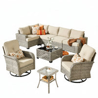 Wicker Patio Furniture Set Built for Year-Round Use, 9 Piece Sectional, Swivel Chairs, All-Weather Resistant