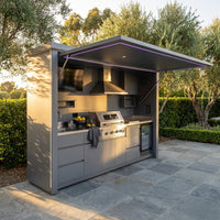 Customized Multi Functional Outdoor Kitchen BBQ Pod with Shelter Moisture Resistant Stainless Steel Outdoor Kitchen Patio Shed — Studio Shot