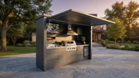Customized Multi Functional Outdoor Kitchen BBQ Pod with Shelter Moisture Resistant Stainless Steel Outdoor Kitchen Patio Shed — Lifestyle