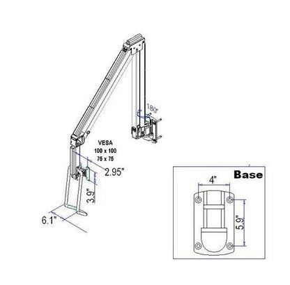 DW630W  Extra Long Reach Wall Monitor Arm  Over the Bed 63 inch long
