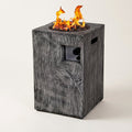 Propane Fire Pit Built for Outdoor Gatherings, 30000 BTU Heat Output, Wood-Look Column Design, Electronic Ignition