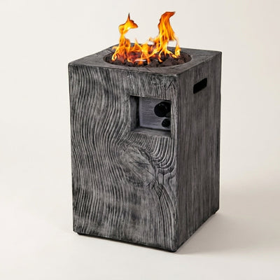 Propane Fire Pit Built for Outdoor Gatherings, 30000 BTU Heat Output, Wood-Look Column Design, Electronic Ignition
