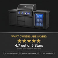 Premium 70"W Black Stainless Steel Outdoor Kitchen Island BBQ Gas Grill with Compact Refrigerator & Rotisserie Burner + Dual Sided Griddle Plate + Charcoal Tray + Natural Gas Conversion Kit — Results & Stats