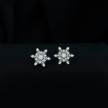 Certified Moissanite Snowflake Stud Earrings For Christmas