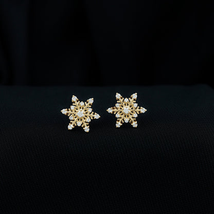 Certified Moissanite Snowflake Stud Earrings For Christmas