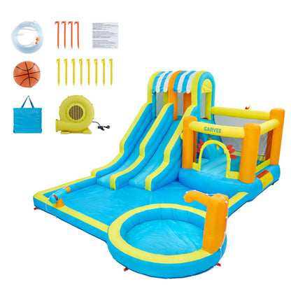 HiMISS Inflatable Water Slide Bounce House 8in1 Backyard