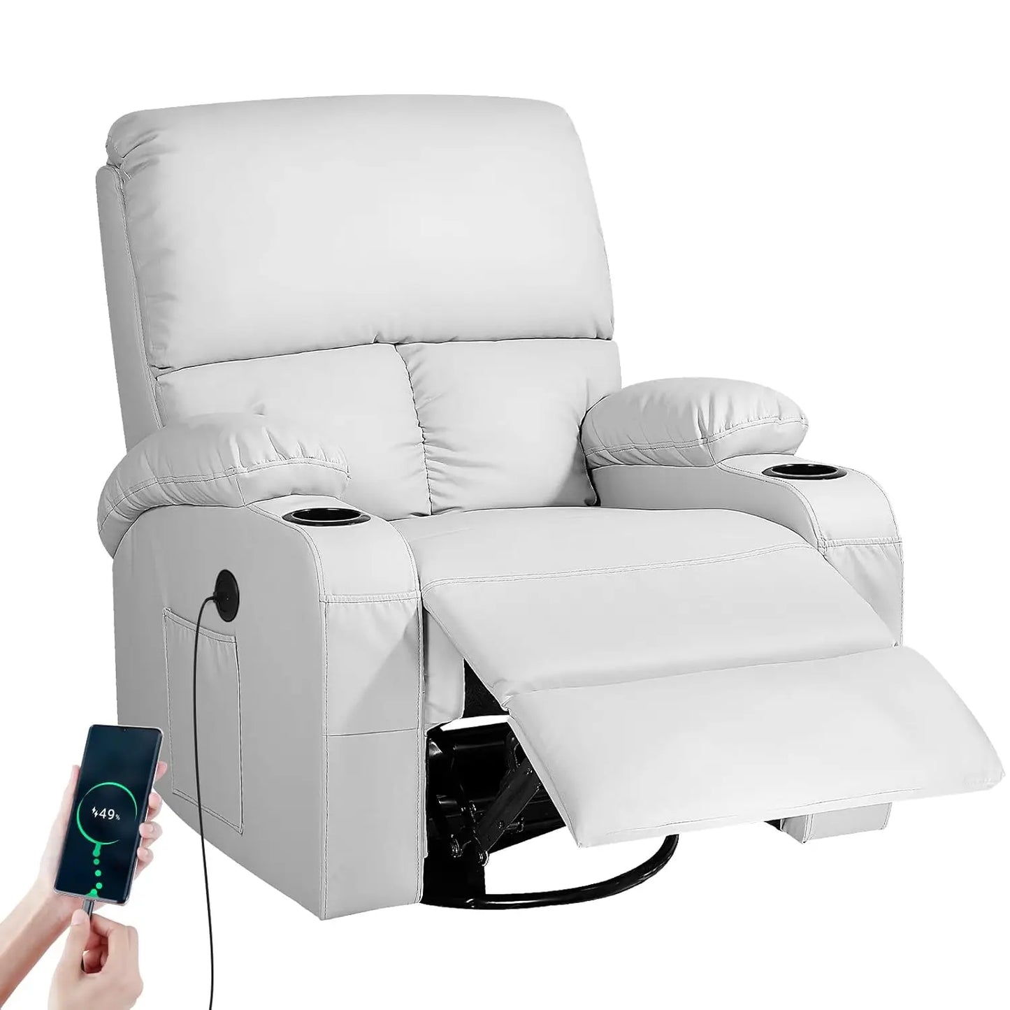 Rocking Recliner Chair With Massage And Heat 360 Swivel