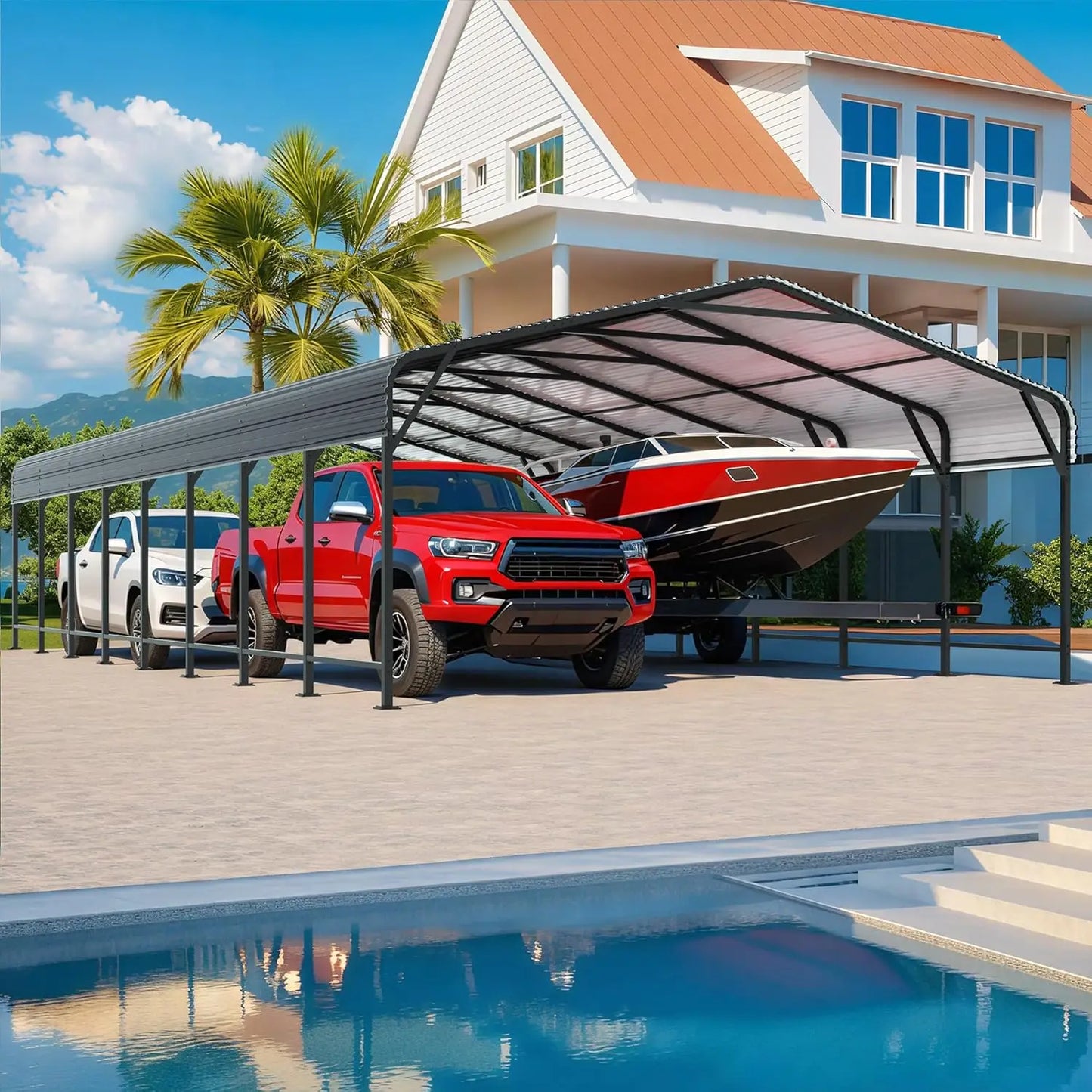 VIWAT Heavy Duty Metal Carport Shelter for Outdoor Use