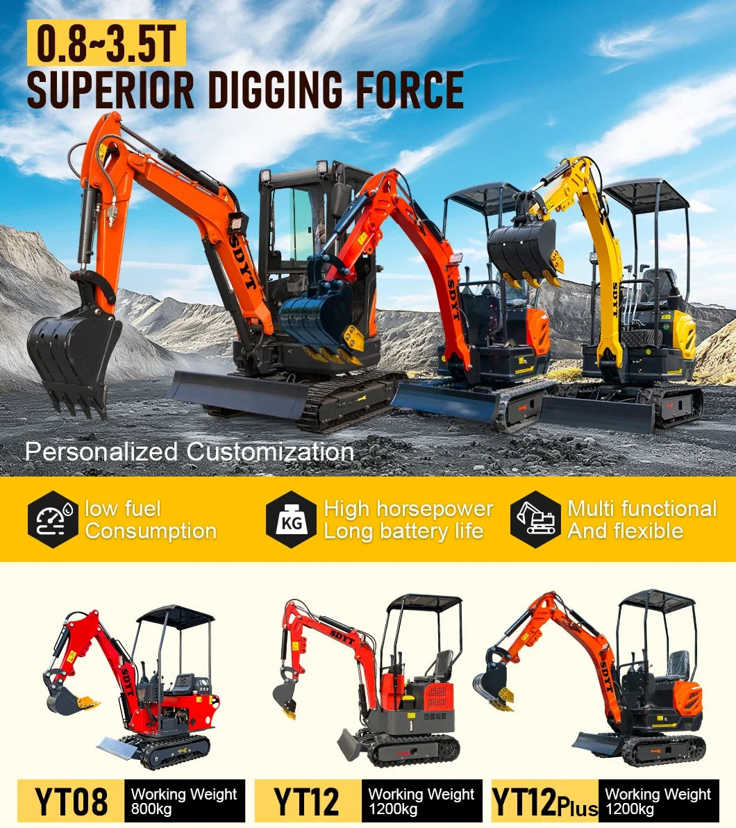 Customized 1.5ton Micro Mini Excavator Quick Start Stable Power Output Custom Color For Greenhouse & Small Farm Construction