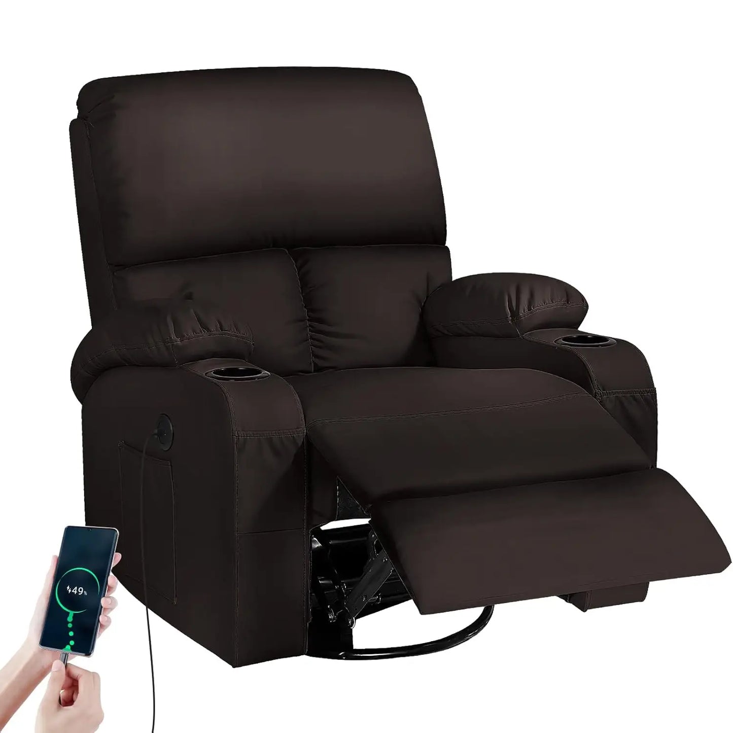 Rocking Recliner Chair With Massage And Heat 360 Swivel