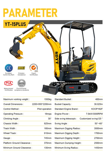Customized 1.5ton Micro Mini Excavator Quick Start Stable Power Output Custom Color For Greenhouse & Small Farm Construction