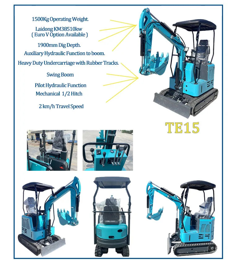 Mini Excavator 3.5 Ton EPA Farm Used New Crawler Digger Kubota Engine Small Excavators 1-3 Ton Machine Prices