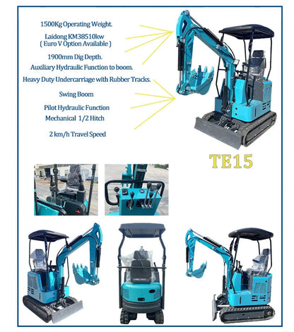 Mini Excavator 3.5 Ton EPA Farm Used New Crawler Digger Kubota Engine Small Excavators 1-3 Ton Machine Prices