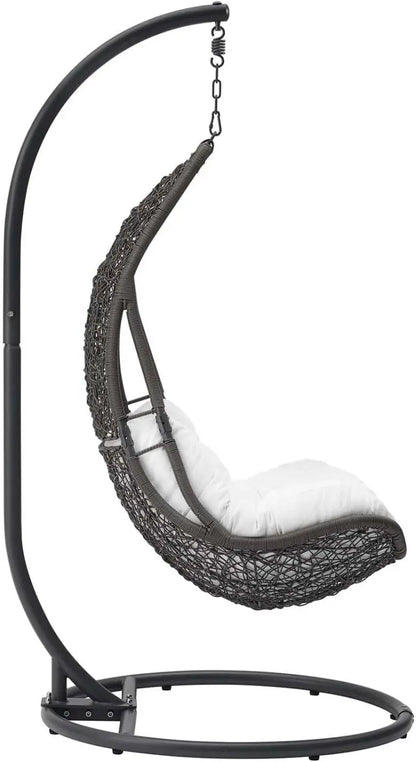 Modway Abate Outdoor Wicker Rattan Swing Chair Set with Stand
