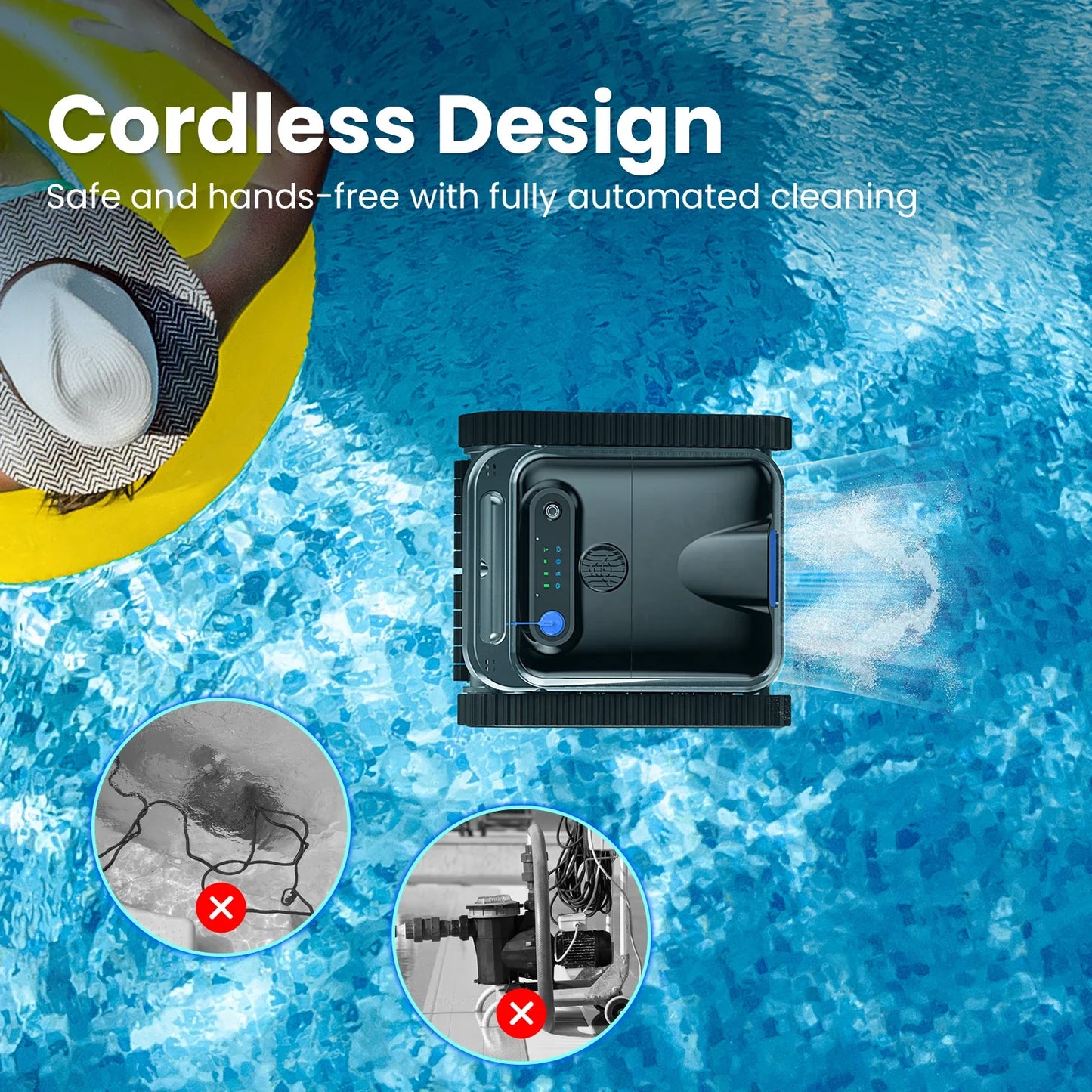 INSE Y50 Auto Pool Cleaner Cordless Robotic 4 Motors