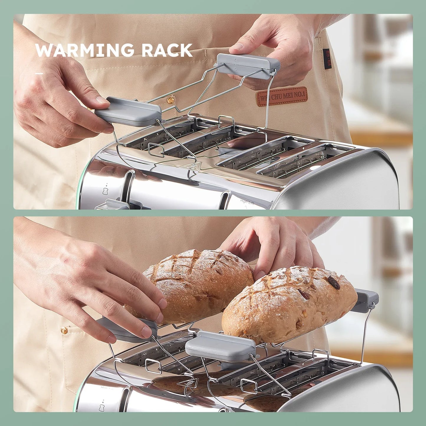 4-Slice Stainless Steel Toaster With Wide Slots Removable Crumb Tray