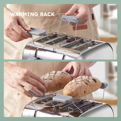 4-Slice Stainless Steel Toaster With Wide Slots Removable Crumb Tray