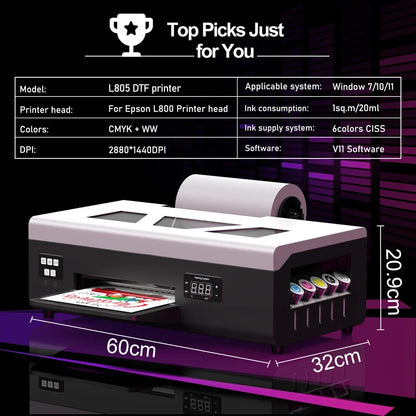 TOPPARTS DTF Printer Direct To Film Printing Machine For Clothes