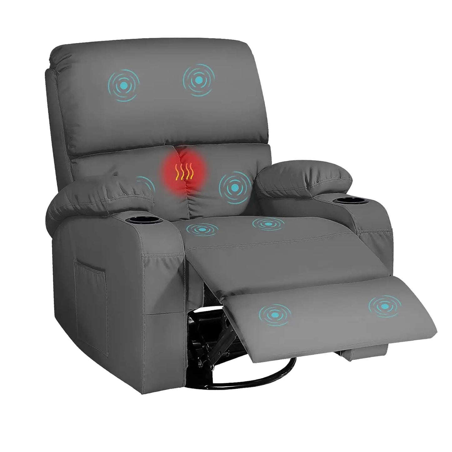 Rocking Recliner Chair With Massage And Heat 360 Swivel