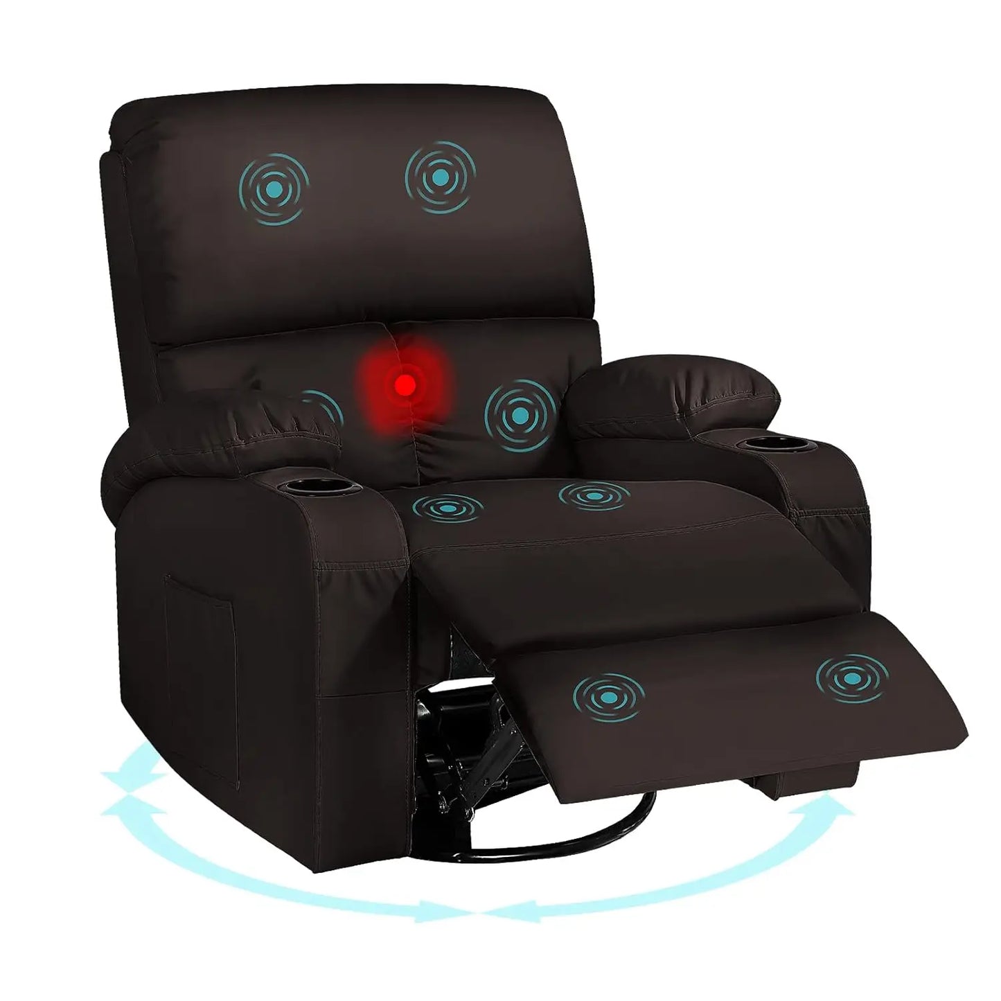 Rocking Recliner Chair With Massage And Heat 360 Swivel