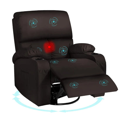 Rocking Recliner Chair With Massage And Heat 360 Swivel