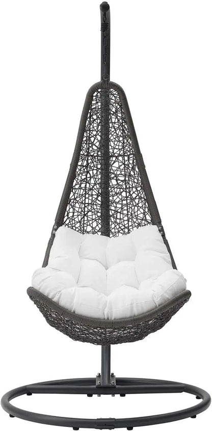Modway Abate Outdoor Wicker Rattan Swing Chair Set with Stand